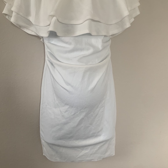 Pinkblush White Waffle Knit Off Shoulder Ruched Maternity Dress - Picture 5 of 12